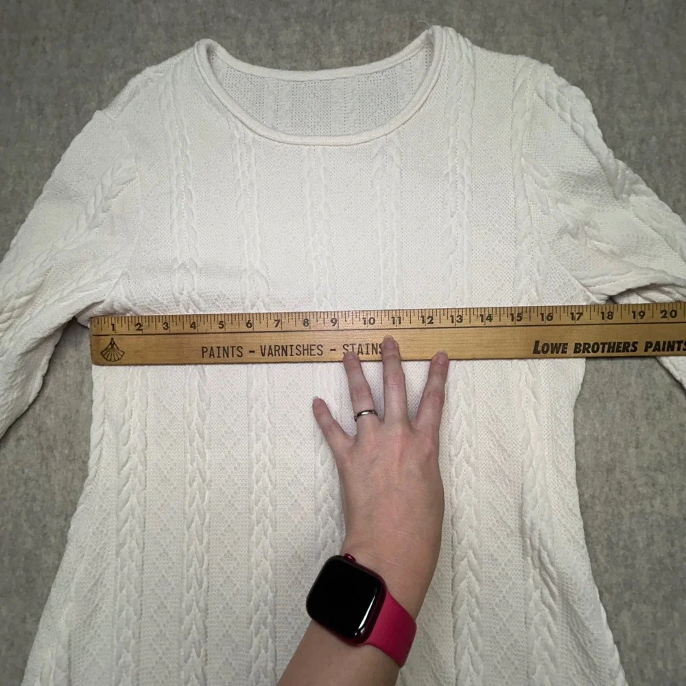 Cream Cable Knit Crew Neck Long Sleeve Tunic Dress Women's‎ XL NWOT